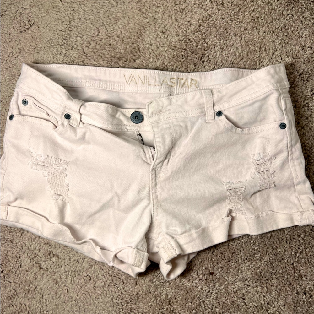 White denim shorts